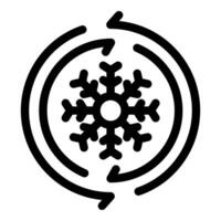 Snowflake surrounded by three arrows forming a circle is depicting frozen food vector