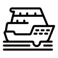 Ferry boat sailing on water waves icon outline vector