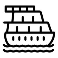 Ferry boat sailing on water waves icon outline vector