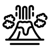 Volcano erupting with smoke and magma flowing vector