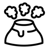 Volcano erupting with smoke and lava flowing down outline vector