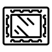 Square mirror with wavy frame reflecting light beams icon vector