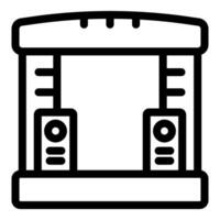 Stage podium with sound system and lighting rigging for open air festival vector