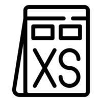 Notepad showing extra small size sketch on paper vector
