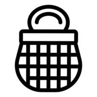 Shopping bag icon with a rounded body shape and square pattern vector