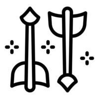 Arrow and halberd weapons shining with magic effect vector