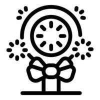 Clock celebrating new year with fireworks and a bow tie vector