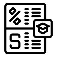 Student loan icon depicting interest rate and payment schedule vector
