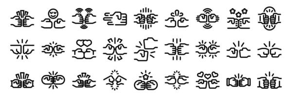 Fist bump icons set. Set of fist bump icons depicting teamwork and camaraderie vector