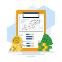 Online Financial Growth Concept, Computer Device with Business Charts on Isolated Background, Growth Stock Diagram, Growth or Success. Financial Items, Business Investments, Financial Market Trading. vector