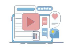 content concept for content marketing on social media. Content that attracts likes, shares, audience engagement, Content with audience reaction, illustration with icons on the background. vector