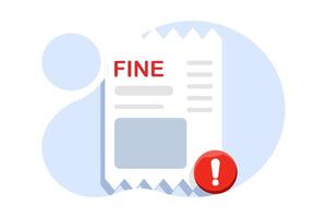 Concept of punishment document. City taxes or parking fees as fines from the authorities. Pay fine. Financial police charge fees for speeding or traffic violations. flat illustration. vector
