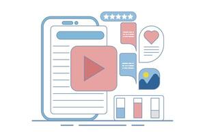 content concept for content marketing on social media. Content that attracts likes, shares, audience engagement, Content with audience reaction, illustration with icons on the background. vector