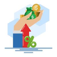 Financial analysis concept, handing over money for business investment, business financial investment, analyzing growth, site statistics, data information, statistics, digital marketing. . vector