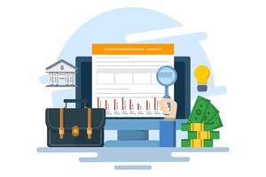 Concept of accounting, financial statements, report preparation. financial reports, digital accounting, auditing and financial research. budget management. flat design banner. vector