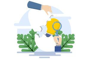 The concept of finding solutions or solving problems, brainstorming, innovation and decision making with oneself or teamwork. Creative thinking, challenges and business growth. illustration. vector