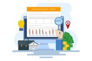 Concept of accounting, financial statements, report preparation. financial reports, digital accounting, auditing and financial research. budget management. flat design banner. vector