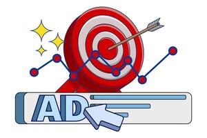 Digital marketing concept with PPC online advertising, promotions, Pay Per Click Marketing, cursor click on targeted ppc ads. traffic research, and targeted advertising with revenue graphs. . vector