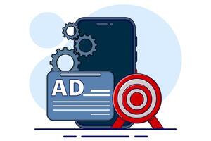 Digital marketing concept with PPC online advertising, promotions, Pay Per Click Marketing, cursor click on targeted ppc ads. traffic research, and targeted advertising with revenue graphs. . vector