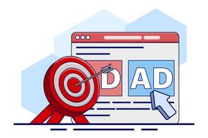 Digital marketing concept with PPC online advertising, promotions, Pay Per Click Marketing, cursor click on targeted ppc ads. traffic research, and targeted advertising with revenue graphs. . vector