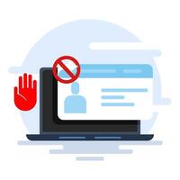 concept of don't share identity cards on the internet. theft of personal data, fraud, user account profile documents. online personal data or internet identity paper. flat illustration. vector