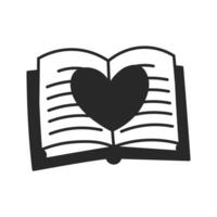 Open Book with Heart Shape inside Doodle Icon vector