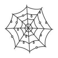 Spider Web with Dew Drops Doodle Line art vector
