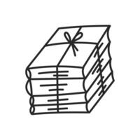 Stack of Books Tied with Thread Doodle Icon vector
