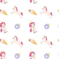 Cute unicorn seamless pattern for textile. Childish magic background. vector