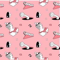 Contemporary surrealism y2k pattern with antique sculptures and psychedelic elements. vector