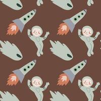 Childrens adventure pattern with cosmic objects and galaxy elements, cute planets. vector