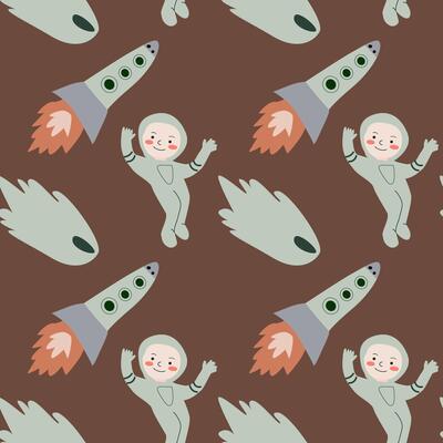 Childrens adventure pattern with cosmic objects and galaxy elements, cute planets.