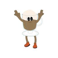 Brewing Coffee groovy character, isolated on white background. vector
