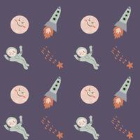Childrens adventure pattern with cosmic objects and galaxy elements, cute planets. vector