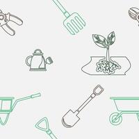 Editable Vectorized of Outline Style Gardening Equipment Illustration Icons in Various Color as Seamless Pattern for Creating Background of Gardening and Farming Related Purposes vector