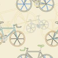 Editable Outline Style Fixed Gear Bicycle Vectorized Illustration Seamless Pattern for Creating Background of Sport or Green Lifestyle on Urban Environment Related vector