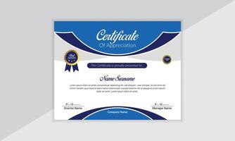 Modern clean professional certificate vactor layout design template with gold color vector