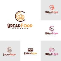 Set of Bread tech logo template, Creative tech bread logo design concepts vector