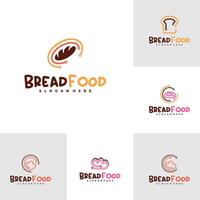 Set of Bread tech logo template, Creative tech bread logo design concepts vector