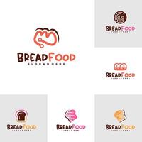 Set of Bread tech logo template, Creative tech bread logo design concepts vector