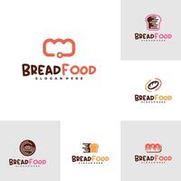 Set of Bread tech logo template, Creative tech bread logo design concepts vector