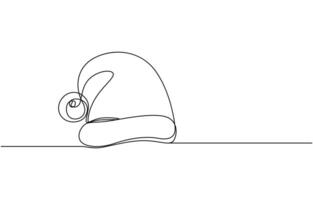 Continuous line drawing of cap of santa. Christmas hat one line icon. One line drawing background. vector