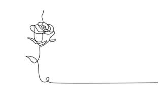 Flower in continuous line art drawing style Rose flower minimalist black linear design isolated vector