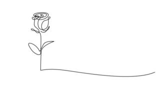 Flower in continuous line art drawing style Rose flower minimalist black linear design isolated vector
