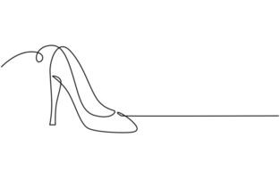 One continuous line drawing of high heels. Woman fashion shoes in simple linear style. Dance. vector