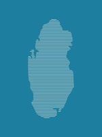 Qatar map with simple straight lines on blue background illustration vector
