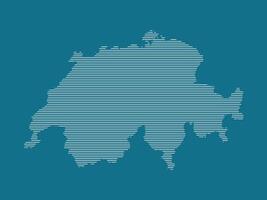 Switzerland map with simple straight lines on blue background illustration vector