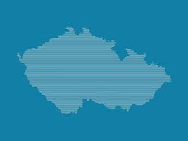 Czech Republic map with simple straight lines on blue background illustration vector