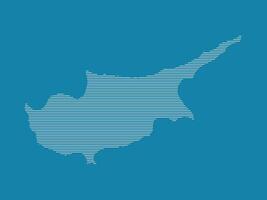Cyprus map with simple straight lines on blue background illustration vector