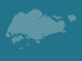 Singapore map using white straight lines on blue background illustration vector